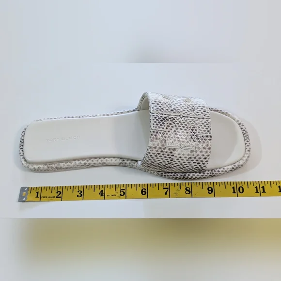 TORY BURCH, Double T Sport Slides, Smoke Roccia, Size 9.5